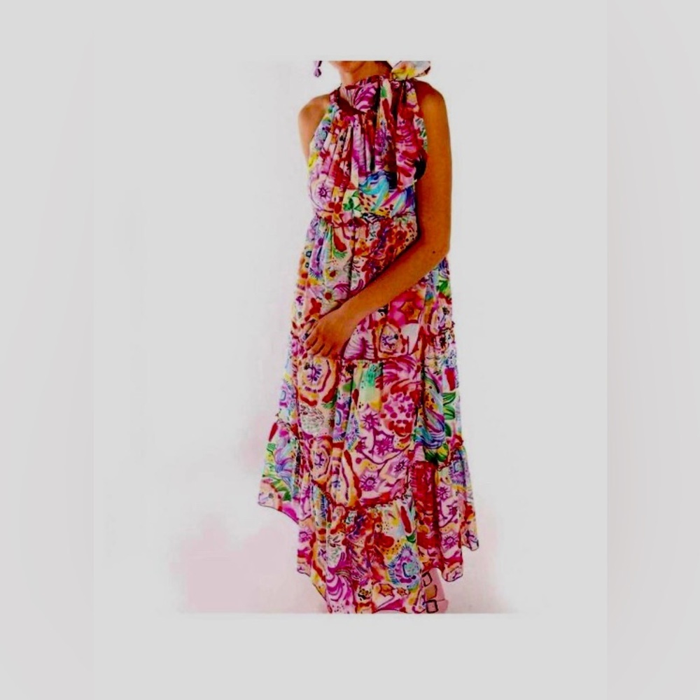 Vilagallo Colorful Floral Maxi Dress